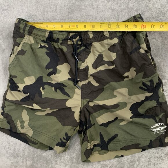 Carhartt Shorts Mens Large CA Wings Swim Trunks Camo Lined Ripstop Nylon Outdoor - Picture 3 of 10